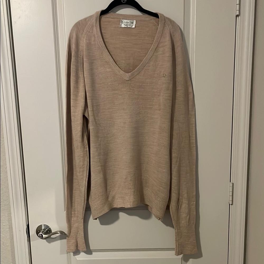 Christian Dior Soft Beige V-Neck Sweater